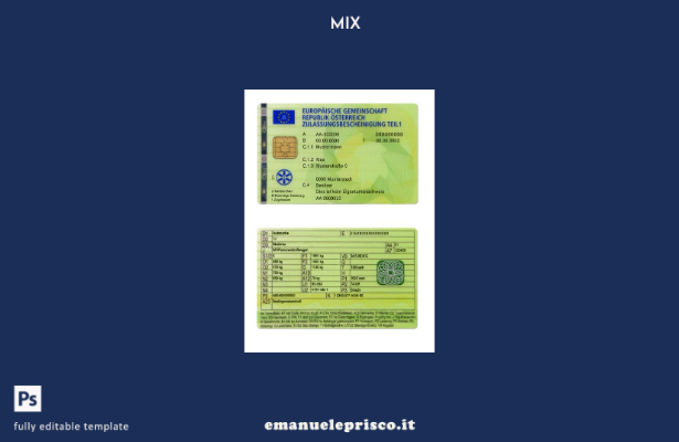 modello di parte del certificato di immatricolazione del veicolo austriaco in st